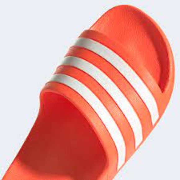 New Adidas Solar Red Adilette Aqua Slides Slip-On Sandals Women's US 10 - Picture 7 of 15
